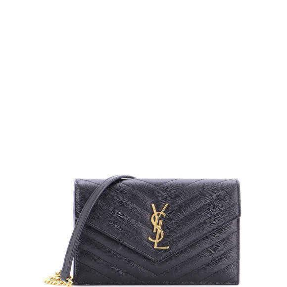 Saint Laurent Small Classic Monogram Wallet on Chain Matelasse Chevron Leather - Picture 1 of 8